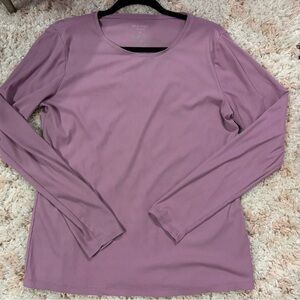 Nine West Essentials Soft Spun Ribbed Long Sleeve Tee Medium Purple
